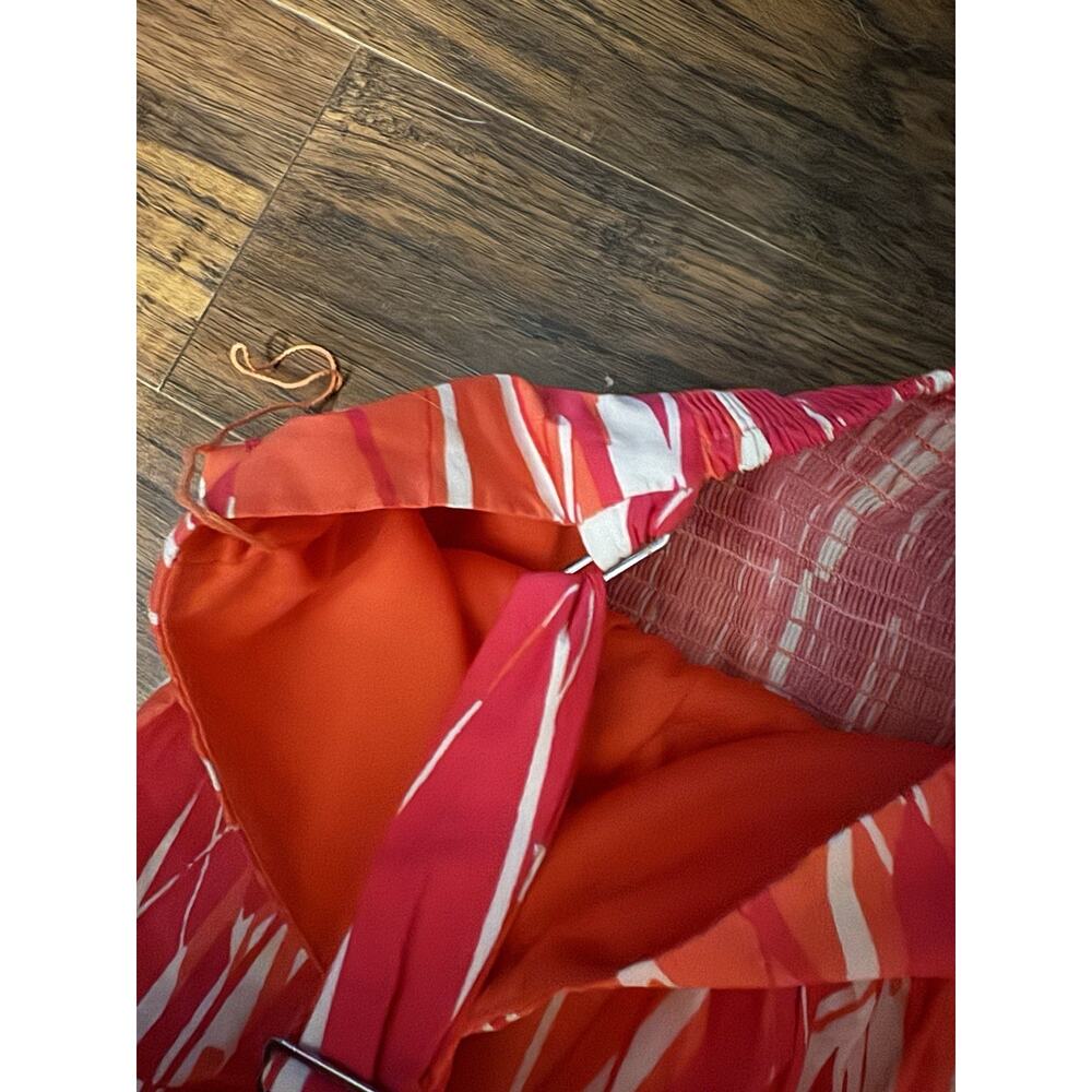 London Times Roya Maxi Dress Pink Orange Square Neck Cotton Sz:10 Beach - Picture 6 of 10